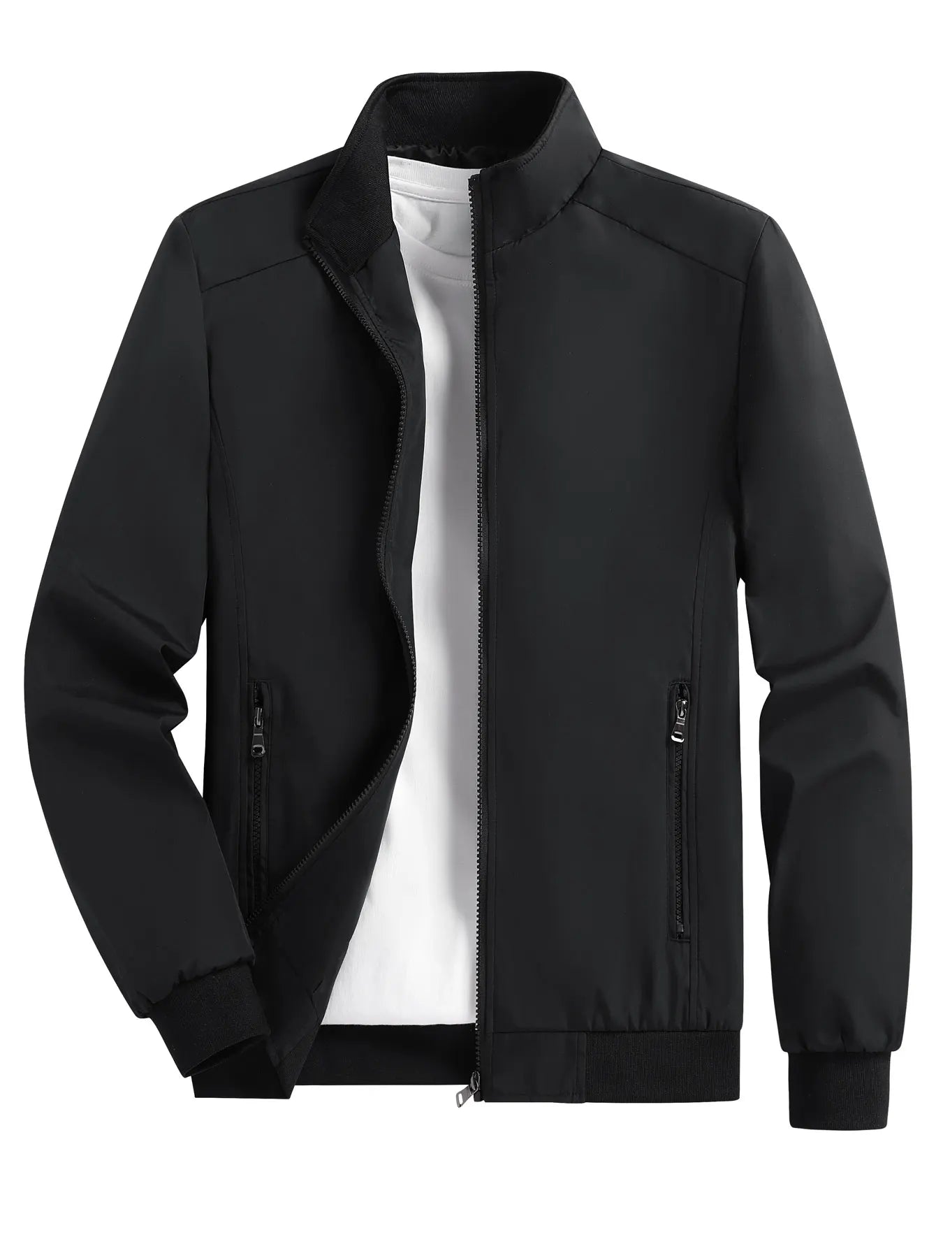 Men'S Spring and Autumn Thin Casual Jacket Solid Color Stand Collar Cardigan Jacket Men'S Outdoor Sports Casual Versatile Top