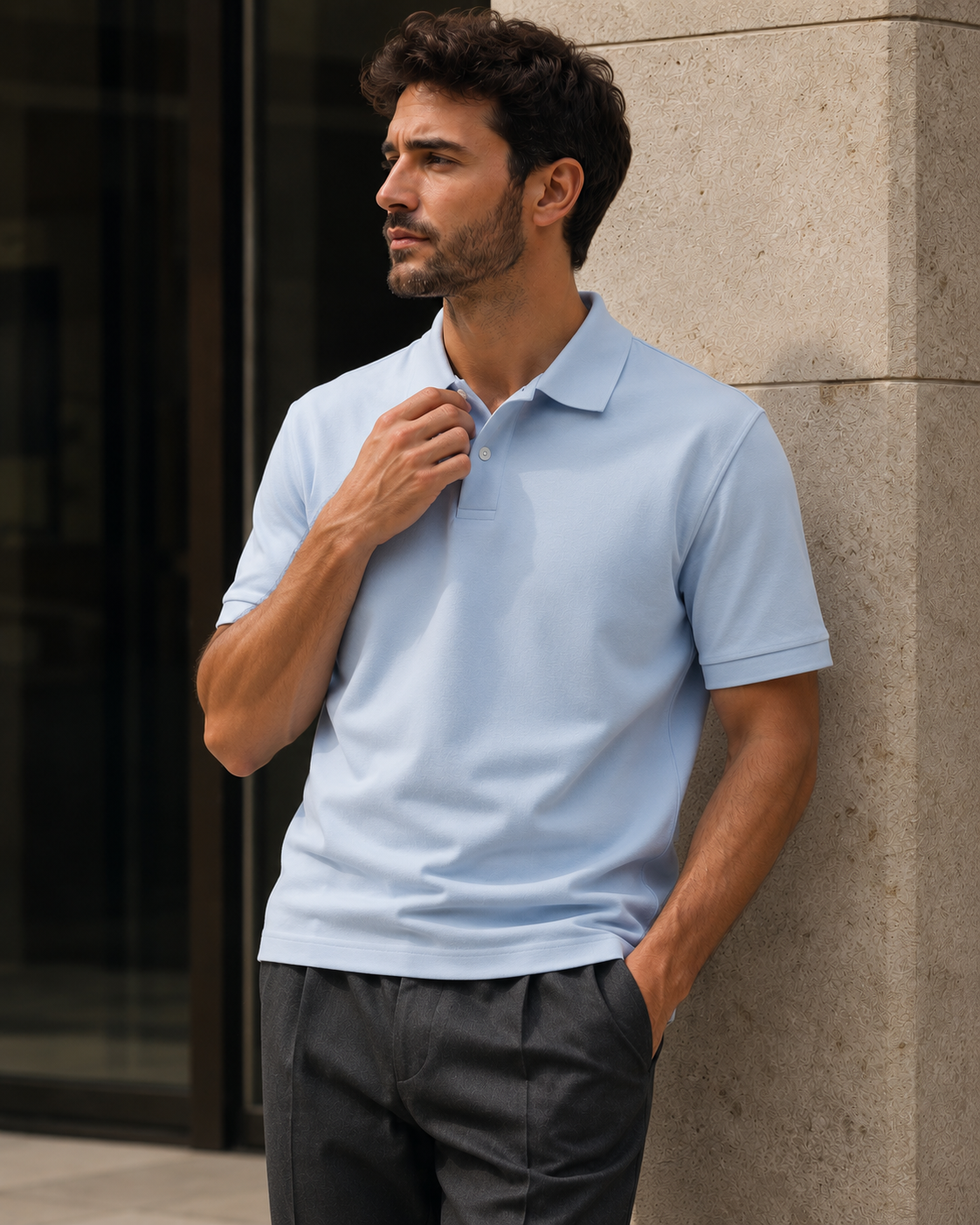 NORVEN Origin Structured Polo in Light Blue