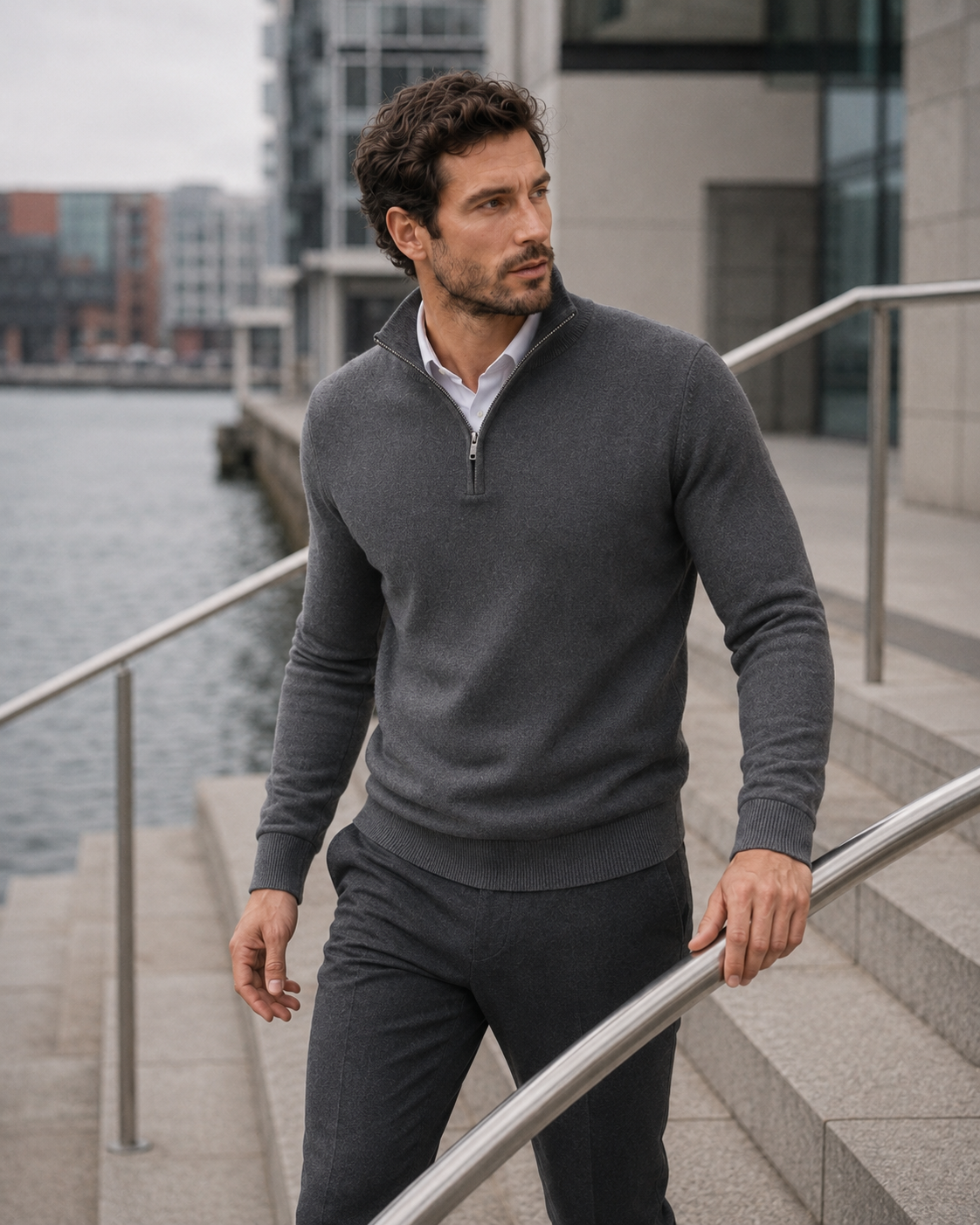 NORVEN Ascent Half-Zip Knit city styling editorial