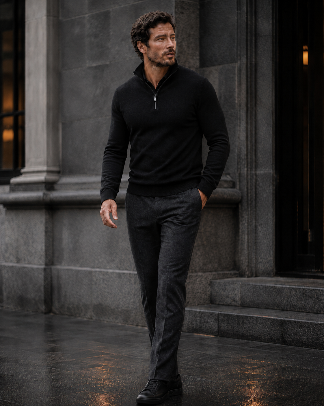 NORVEN Ascent Half-Zip Knit refined layered styling editorial